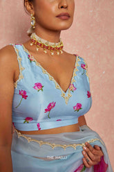 Nadia Blue Satin Silk Blouse